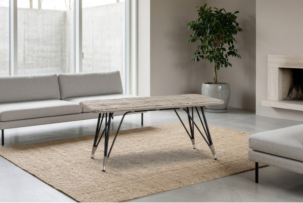 Couchtisch Grau Luxus Moderner Design stilvoll Kaffeetisch Hochwertig Rattan