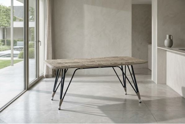 Couchtisch Grau Luxus Moderner Design stilvoll Rattan Kaffeetisch Hochwertig
