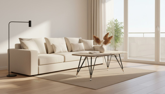 Couchtisch Luxus Grau Moderner Design stilvoll Kaffeetisch Hochwertig Rattan
