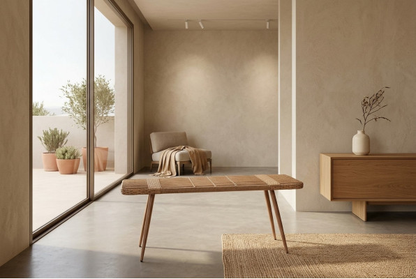 Couchtisch Braun Luxus Rattan Moderner Design stilvoll Kaffeetisch Hochwertig