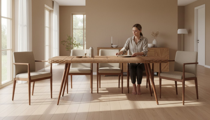 Couchtisch Braun Luxus  Moderner Design stilvoll Rattan Kaffeetisch Hochwertig