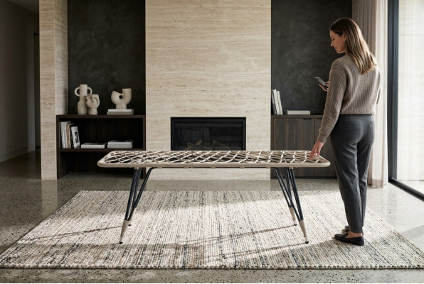 Couchtisch Grau Luxus Rattan Moderner Design stilvoll Kaffeetisch Hochwertig