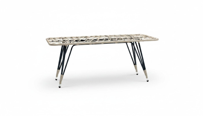 Couchtisch Grau Luxus Rattan Moderner Design stilvoll Kaffeetisch Hochwertig