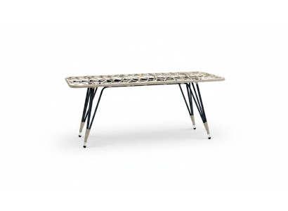 Couchtisch Grau Luxus Rattan Moderner Design stilvoll Kaffeetisch Hochwertig