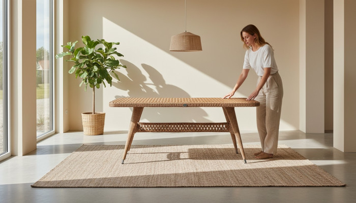 Couchtisch Rattan Luxus Hochwertig Moderner Design stilvoll Kaffeetisch Braun