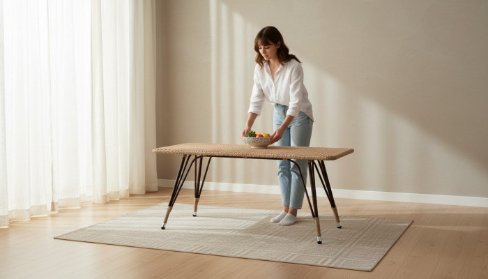 Couchtisch Rechteckig Rattan Braun Luxus Hochwertig Moderner Design stilvoll