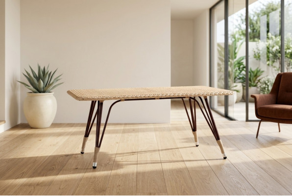 Couchtisch Rechteckig Rattan Braun Luxus Hochwertig Moderner Design stilvoll