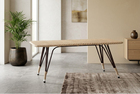 Couchtisch stilvoll  Rattan Beige Luxus Hochwertig Moderner Design Kaffeetisch