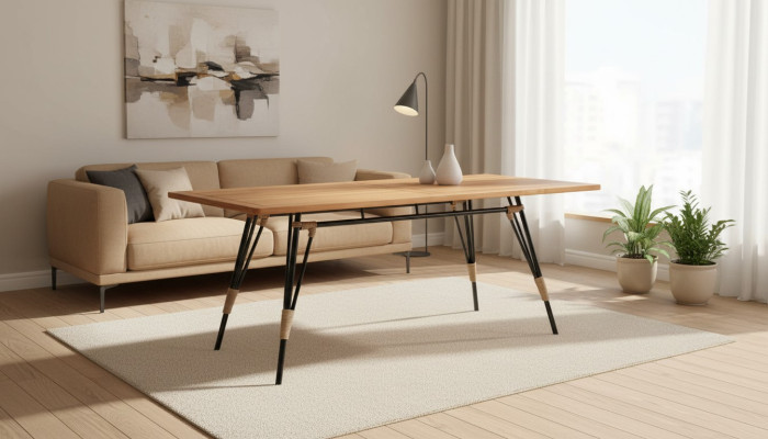 Couchtisch Rechteckig Braun Luxus Rattan Moderner Design Kaffeetisch Hochwertig