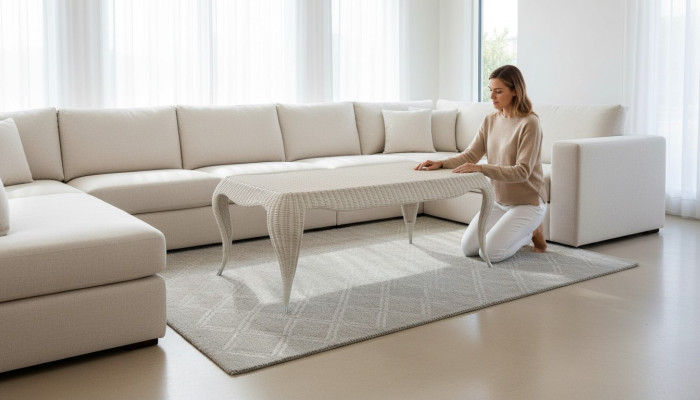 Couchtisch Terrasse Rechteckig Luxus Moderner Grau Rattan Design Kaffeetisch