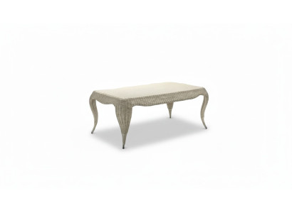 Couchtisch Terrasse Rechteckig Luxus Moderner Grau Rattan Design Kaffeetisch