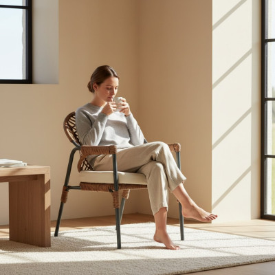 Stuhl  Hochwertig Terrasse Braun Luxus Modern Stühle stilvoll Rattan Stil