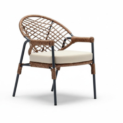 Stuhl  Hochwertig Terrasse Braun Luxus Modern Stühle stilvoll Rattan Stil