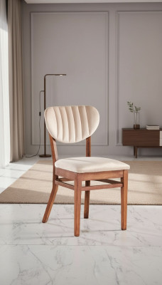 Esszimmerstuhl Beige Holz Modern Stuhl Sessel Sitzer Esszimmer Stühle Luxus