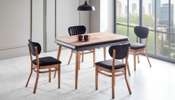 Essgruppe Esszimmer Set Ausziehbar Esstisch 4x Stühle Luxus Set Braun 5tlg
