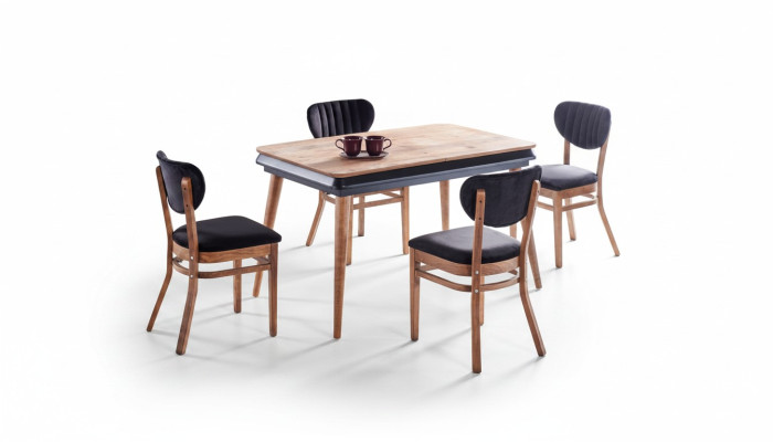 Essgruppe Esszimmer Set Ausziehbar Esstisch 4x Stühle Luxus Set Braun 5tlg
