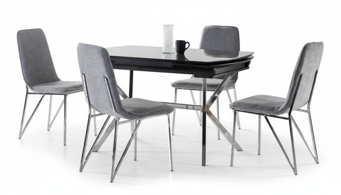 Esszimmer Set Grau Garnitur Tisch 4x Stühle Design Modern Möbel Luxus Esstisch