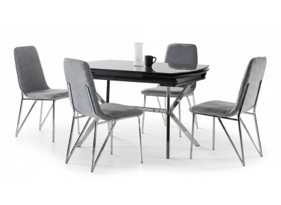 Esszimmer Set Grau Garnitur Tisch 4x Stühle Design Modern Möbel Luxus Esstisch