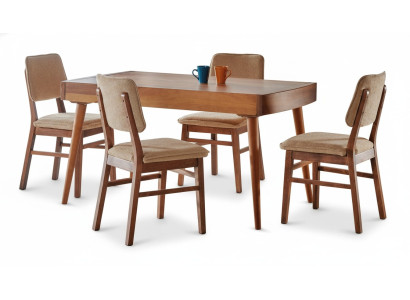 Esszimmer Set Braun Garnitur Tisch 4x Stühle Design Modern Möbel Luxus Esstisch