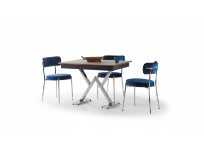 Esszimmer Set Blau Garnitur Tisch 4x Stühle Design Modern Möbel Luxus Esstisch