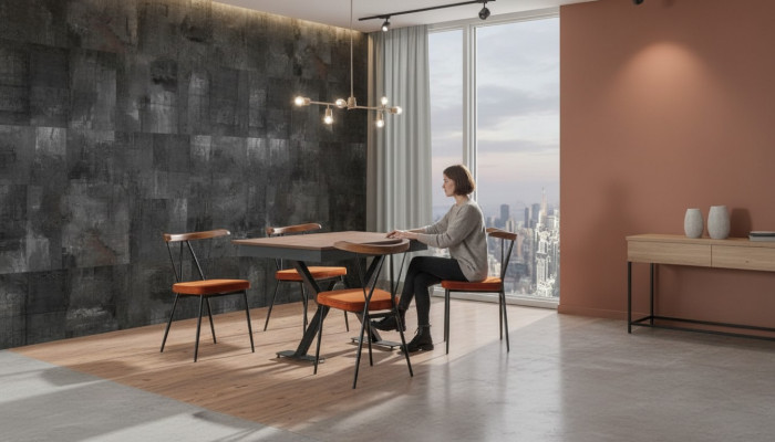 Esszimmer Set Braun Modern  Garnitur Tisch 4x Stühle Design Möbel Luxus Esstisch