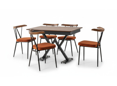 Esszimmer Set Braun Modern  Garnitur Tisch 4x Stühle Design Möbel Luxus Esstisch