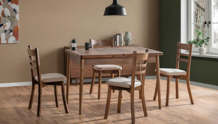 Esszimmer Set Hochwertig Garnitur Tisch 4x Stühle Design Modern Möbel  Esstisch