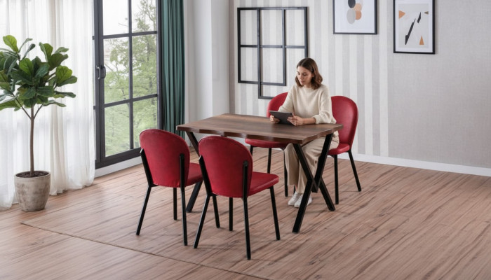 Esszimmer Set Hochwertig Garnitur Tisch 4x Stühle Design Modern Möbel Braun