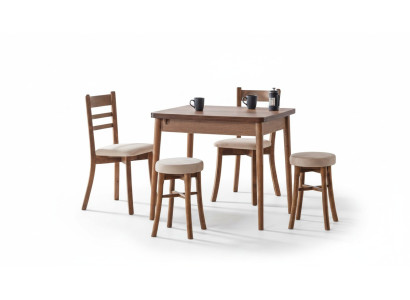 Esszimmer Set Hochwertig Garnitur Tisch 2x Stühle Design Modern 2x Hocker Möbel