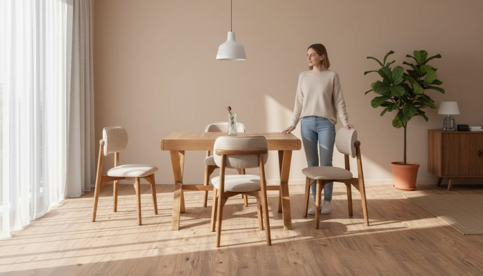 Esszimmer Set Hochwertig Garnitur Tisch 4x Stühle Design Modern Möbel Braun