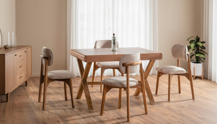 Esszimmer Set Hochwertig Garnitur Tisch 4x Stühle Design Modern Möbel Braun