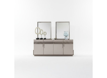 Esszimmer Set Beige Garnitur Tisch Sideboard 4x Stühle Design Modern Möbel