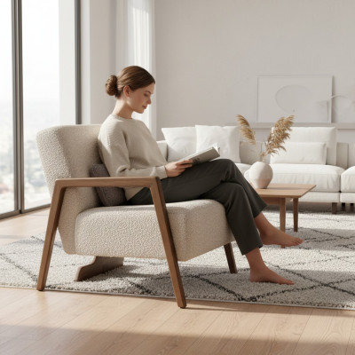Beige Sessel Wohnzimmer Luxus Polstermöbel Moderne Design Sitz Einrichtung