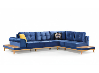 Ecksofa Blau Stoff L Form Sofa Couch Design Couch Polster Textil Modern Sofas