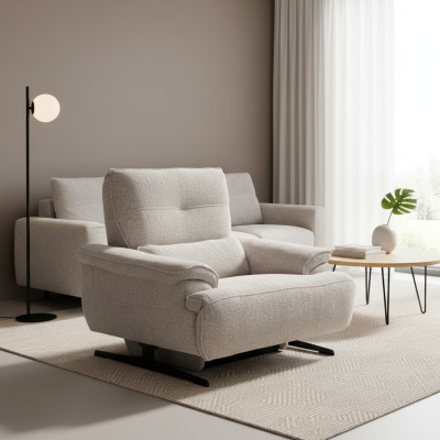 Beige Sessel Textil Wohnzimmer Einsitzer Wartezimmer Möbel Lounge Club