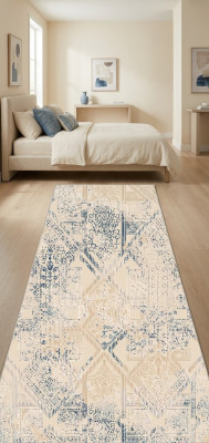 Teppich Kunstteppich Wohnzimmer Schlafzimmer Gradient Blau Beige Design