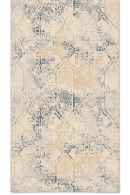 Teppich Kunstteppich Wohnzimmer Schlafzimmer Gradient Blau Beige Design