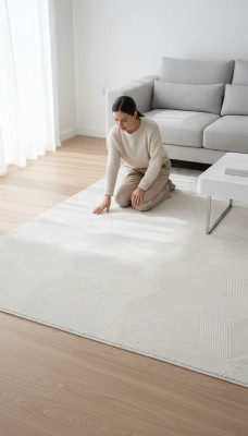 Teppich Kunstteppich Weiß Einfarbig Geometrisches Muster Flur Wohnzimmer