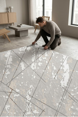 Teppich Kurzflor Wohnzimmerteppich Bodenbelag Abstrakt Linien Muster Teppiche