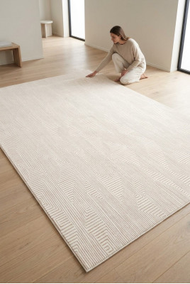 Teppich Kurzflor Klassisch Weiß Geometrisches Muster Einfarbig Unifarben