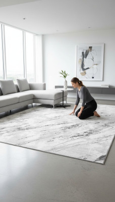 Abstrakter Teppiche Teppich Kurz Flor Kunstfaserteppich Design Grau Beige