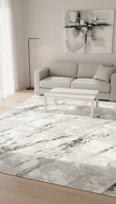 Abstrakter Teppiche Teppich Kurz Flor Kunstfaserteppich Design Grau Beige