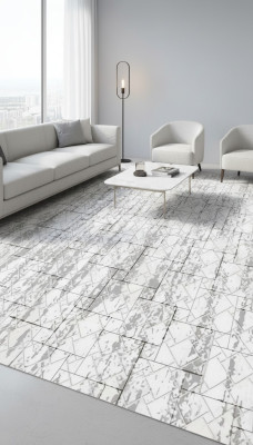 Teppich Kunstfaserteppich Kurz Flor Geometrisches Muster Gradient Grau Teppiche