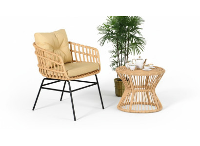 2tlg. Garten Möbel Set Terrasse Sessel Couchtisch Rattan Modern Hochwertiges