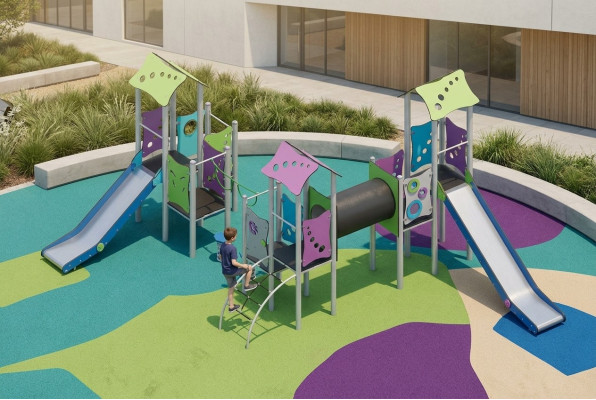 Spielplatz Kinderspielplatz Spielplatz mit Abenteuerelementen Bewegungsfläche
