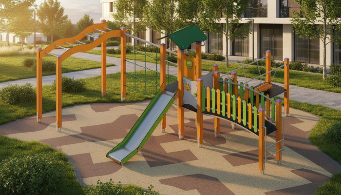 Spielplatzanlage Spielzone Spielpark Rutschbahn Spielbereich Bewegungsfläche