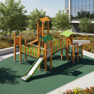 Spielplatz Rutschbahn Klettergerüst Spielstätte Bewegungsfläche Erlebnisplatz