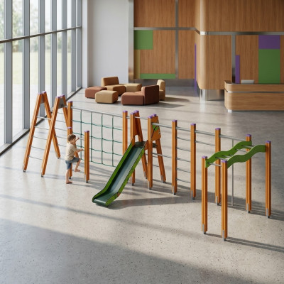 Abenteuerspielplatz Bewegungsparcours Klettergerüst Spielbereich Freizeitgelände