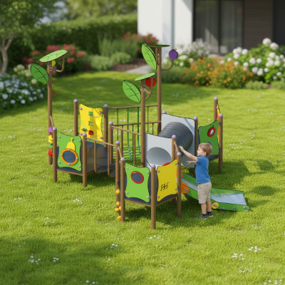 Spielplatz  Versteckplatz Rutschenturm Kletterstange Spielbrücke Kletterparcours
