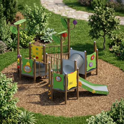 Spielplatz  Versteckplatz Rutschenturm Kletterstange Spielbrücke Kletterparcours
